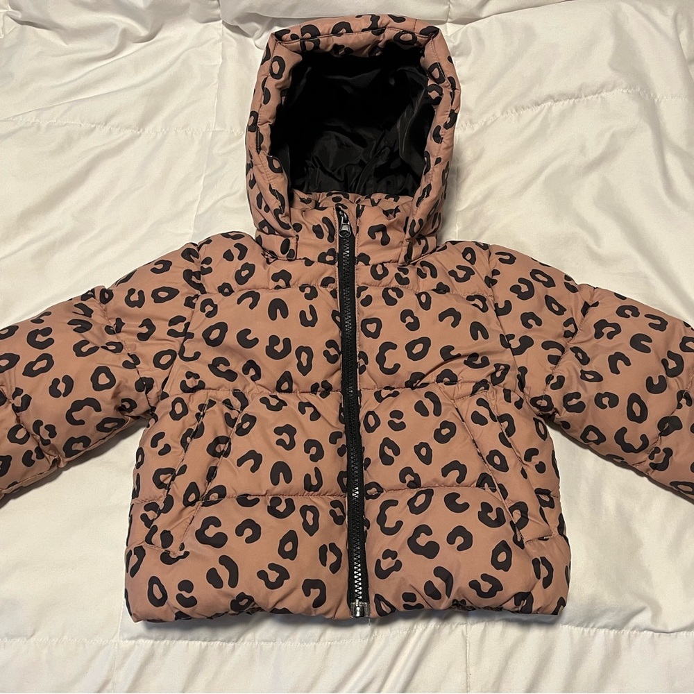 H&M Kids Leopard Puffer Jacket - Brown and Black